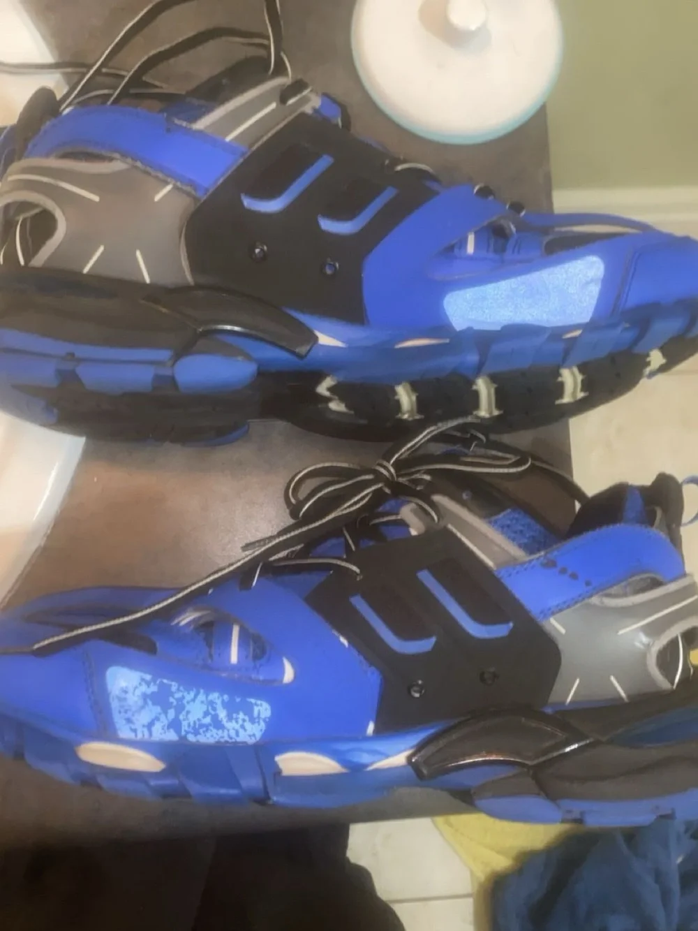 Balenciaga Men's Royal Blue and Black Track Sneakers